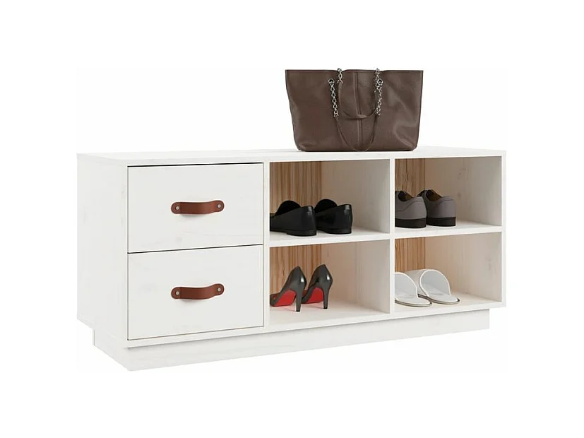 Banc à chaussures Blanc 100x34x45 Bois de pin massif