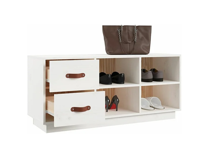 Banc à chaussures Blanc 100x34x45 Bois de pin massif