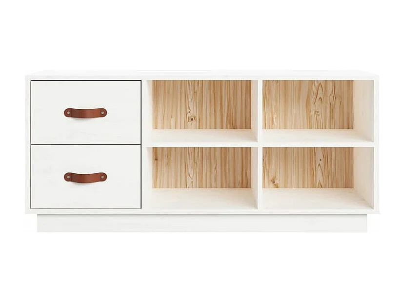 Banc à chaussures Blanc 100x34x45 Bois de pin massif