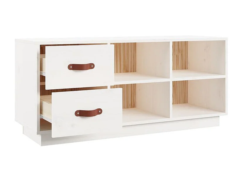 Banc à chaussures Blanc 100x34x45 Bois de pin massif