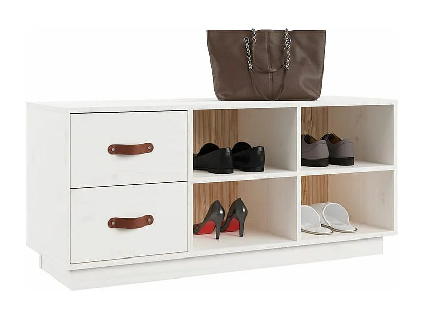 Banc à chaussures Blanc 100x34x45 Bois de pin massif