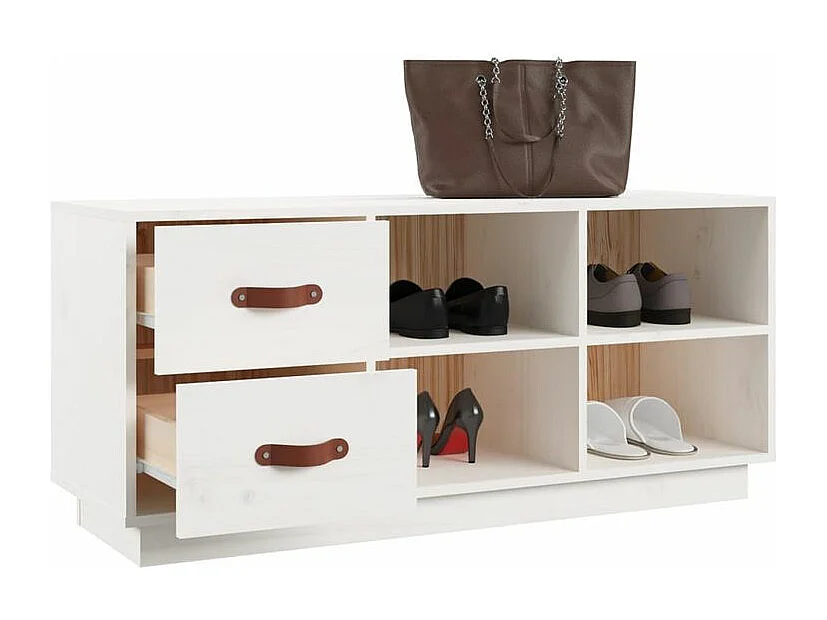 Banc à chaussures Blanc 100x34x45 Bois de pin massif