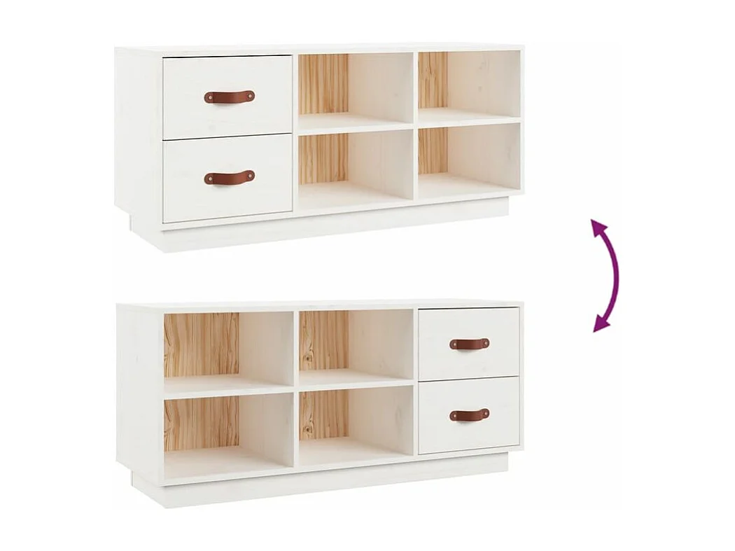 Banc à chaussures Blanc 100x34x45 Bois de pin massif