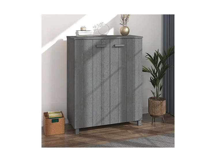 Armoire à chaussures HAMAR Gris foncé 85x40x108 Pin massif