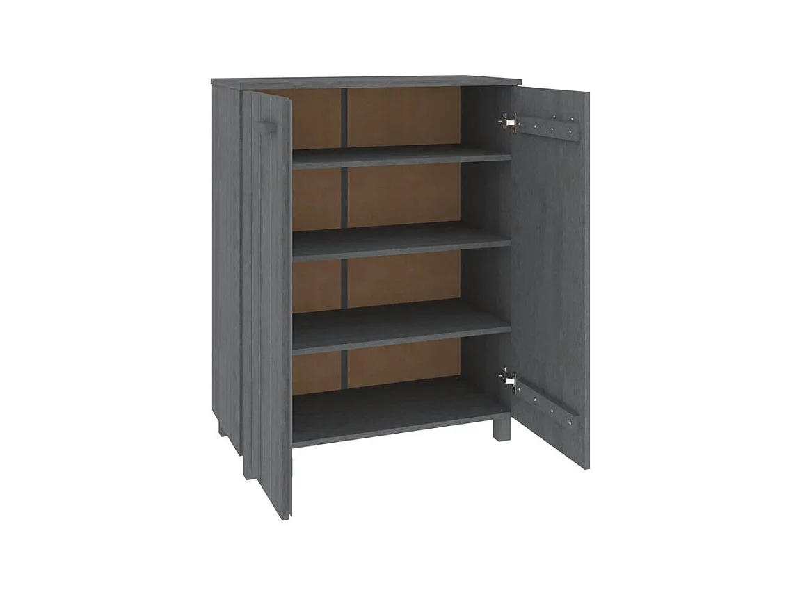 Armoire à chaussures HAMAR Gris foncé 85x40x108 Pin massif