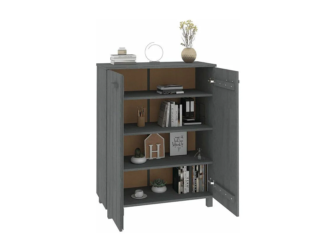 Armoire à chaussures HAMAR Gris foncé 85x40x108 Pin massif