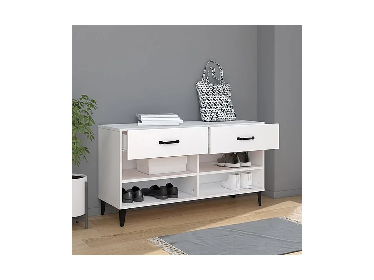 Armoire à chaussures Blanc 102x35x55 Bois d'ingénierie