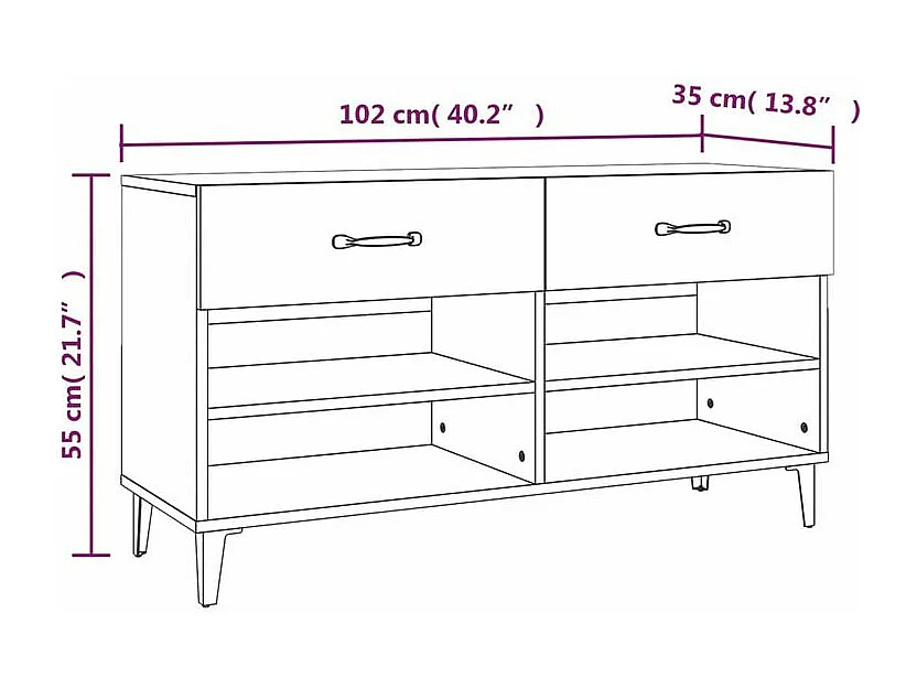 Armoire à chaussures Blanc 102x35x55 Bois d'ingénierie
