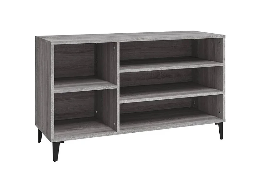 Meuble à chaussures Briko – Style et rangement optimal-Couleur Chêne gris-Modèle de pieds Noir fin