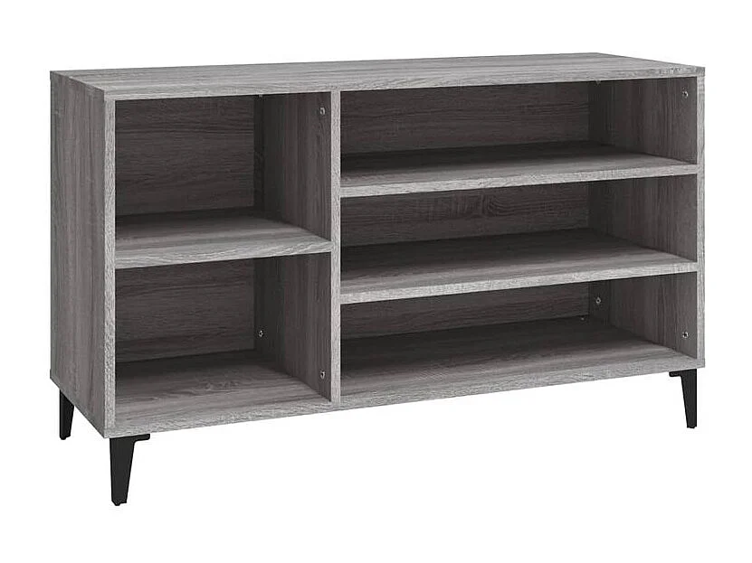 Meuble à chaussures Briko – Style et rangement optimal-Couleur Chêne gris-Modèle de pieds Noir fin