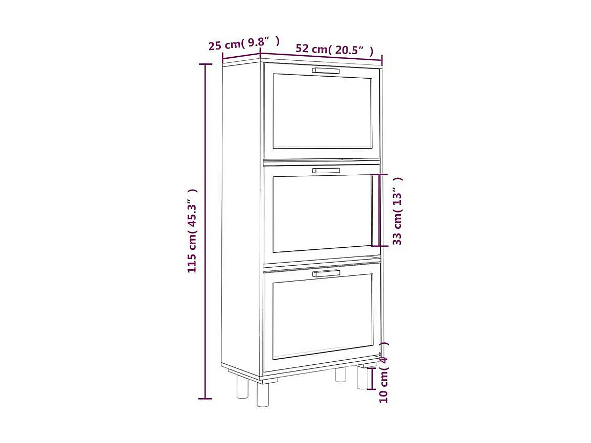 Armoire à chaussures en bois er rotin Viba L 52 x H 115cm - Style tendance-Couleur Blanc