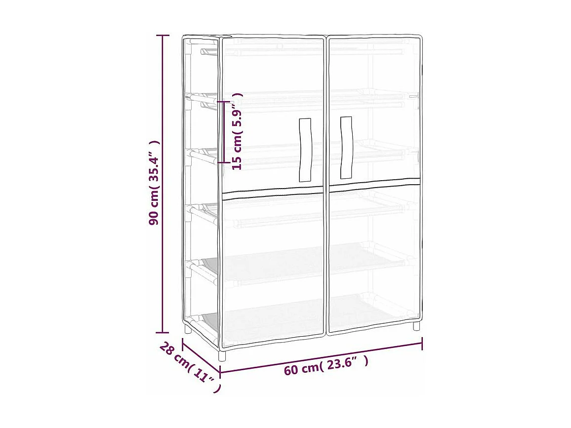 Armoire à chaussures Gris 60x28x90 Tissu