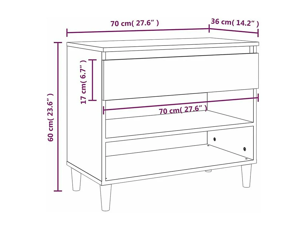 Armoire à chaussures Sonoma gris 70x36x60 Bois d'ingénierie