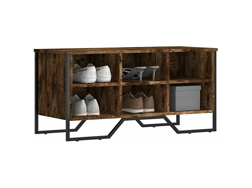 Armoire à chaussures chêne fumé 90x38x45,5 bois d'ingénierie