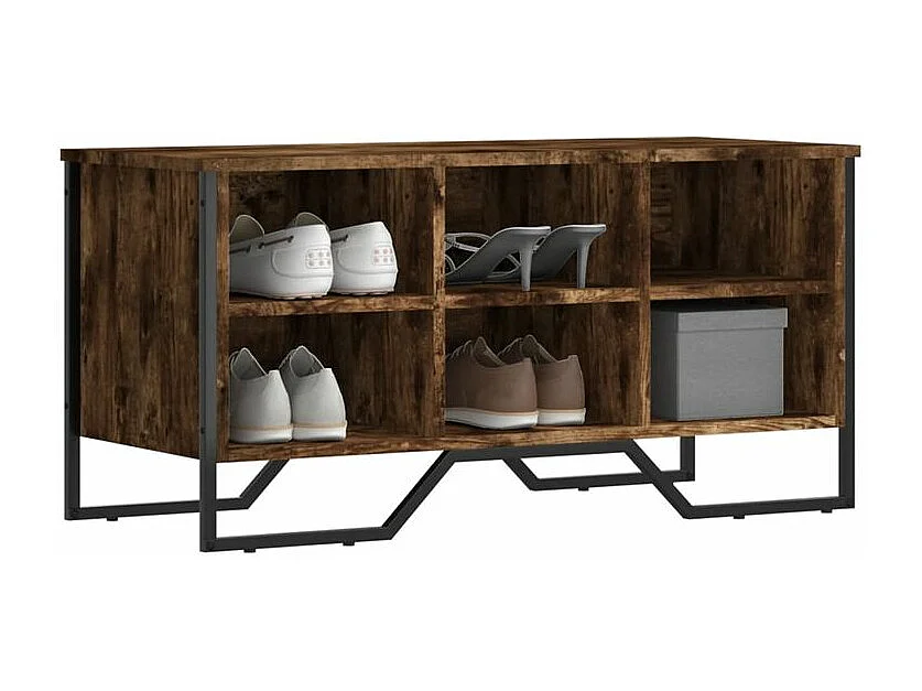 Armoire à chaussures chêne fumé 90x38x45,5 bois d'ingénierie