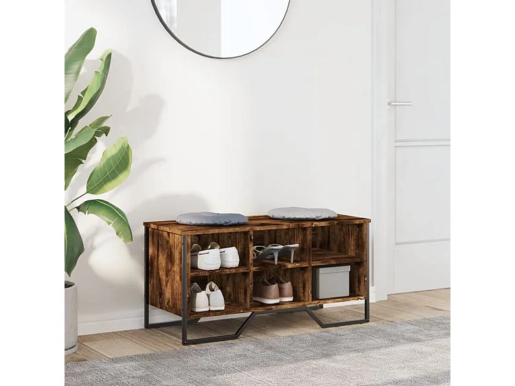 Armoire à chaussures chêne fumé 90x38x45,5 bois d'ingénierie