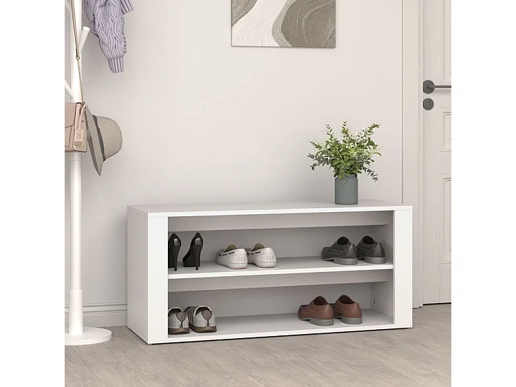 Étagère à chaussures Blanc 100x35x45 Bois d'ingénierie