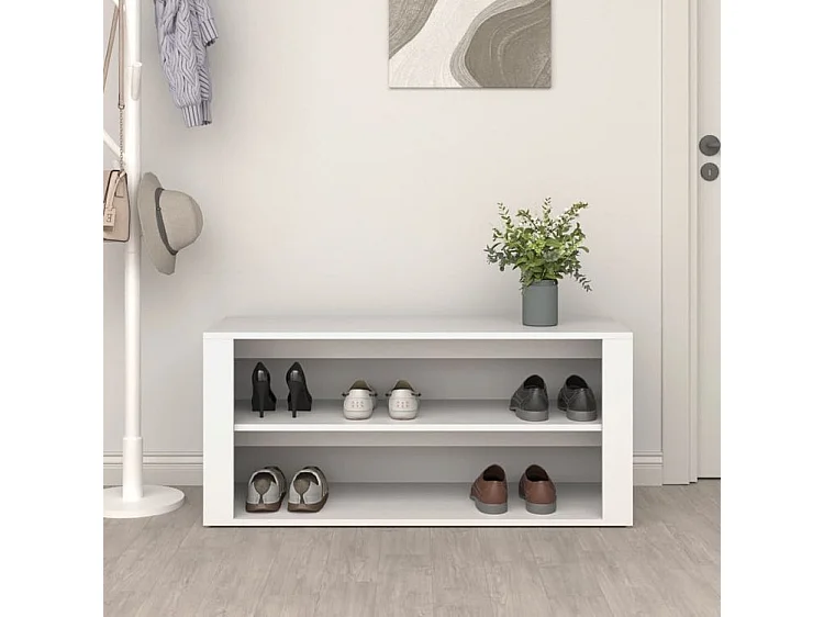 Étagère à chaussures Blanc 100x35x45 Bois d'ingénierie