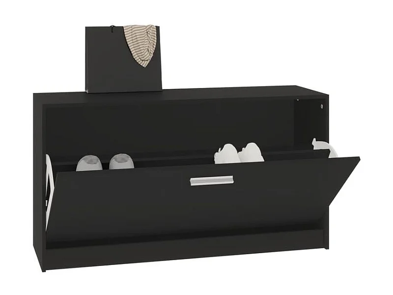 Meuble à chaussures 1 porte rabattable Venta - Version classique-Couleur Noir