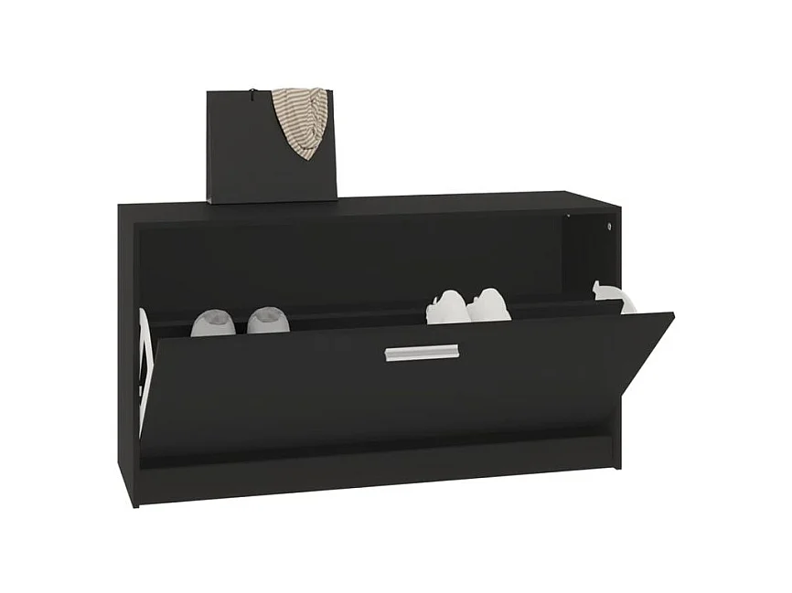 Meuble à chaussures 1 porte rabattable Venta - Version classique-Couleur Noir