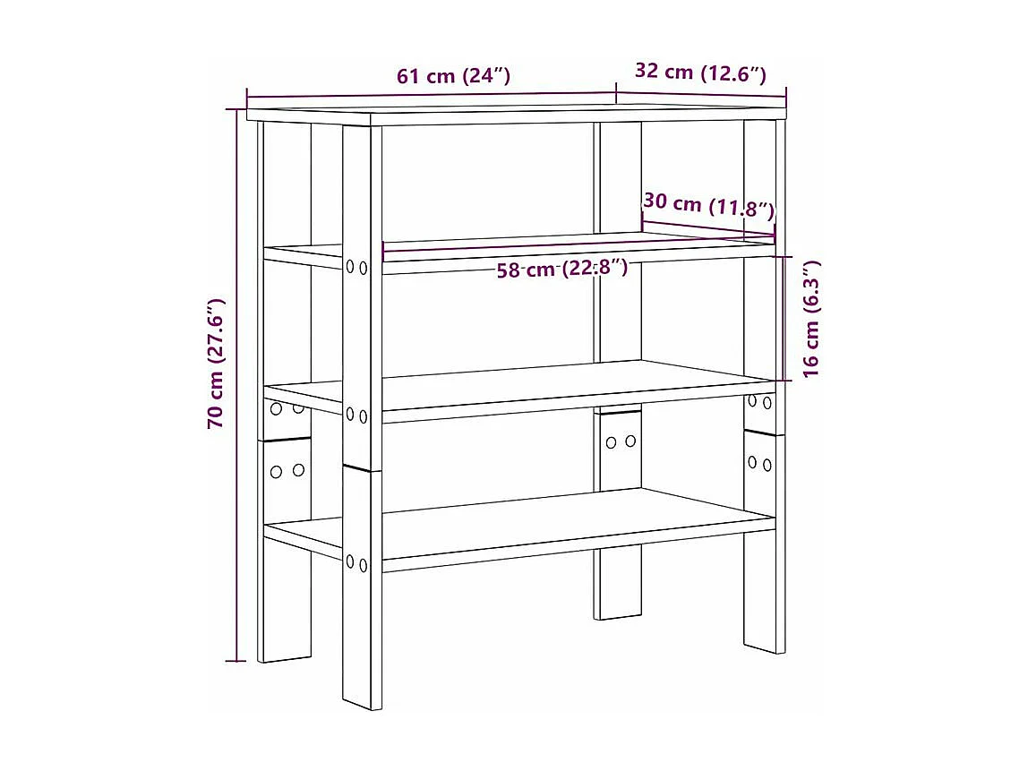 Étagère à chaussures chêne sonoma 61x32x70 bois d'ingénierie