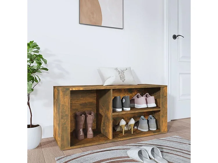 Armoire à chaussures Chêne fumé 100x35x45 Bois d'ingénierie