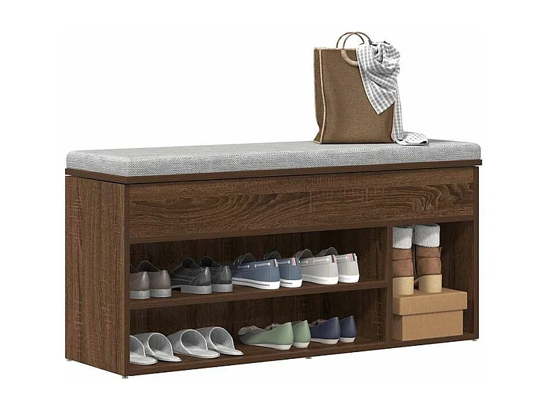 Banc à chaussures chêne marron 102x30,5x45 bois d'ingénierie