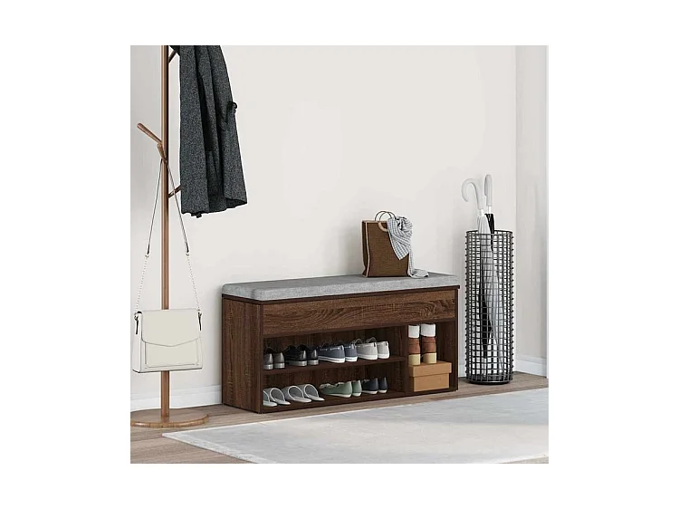 Banc à chaussures chêne marron 102x30,5x45 bois d'ingénierie