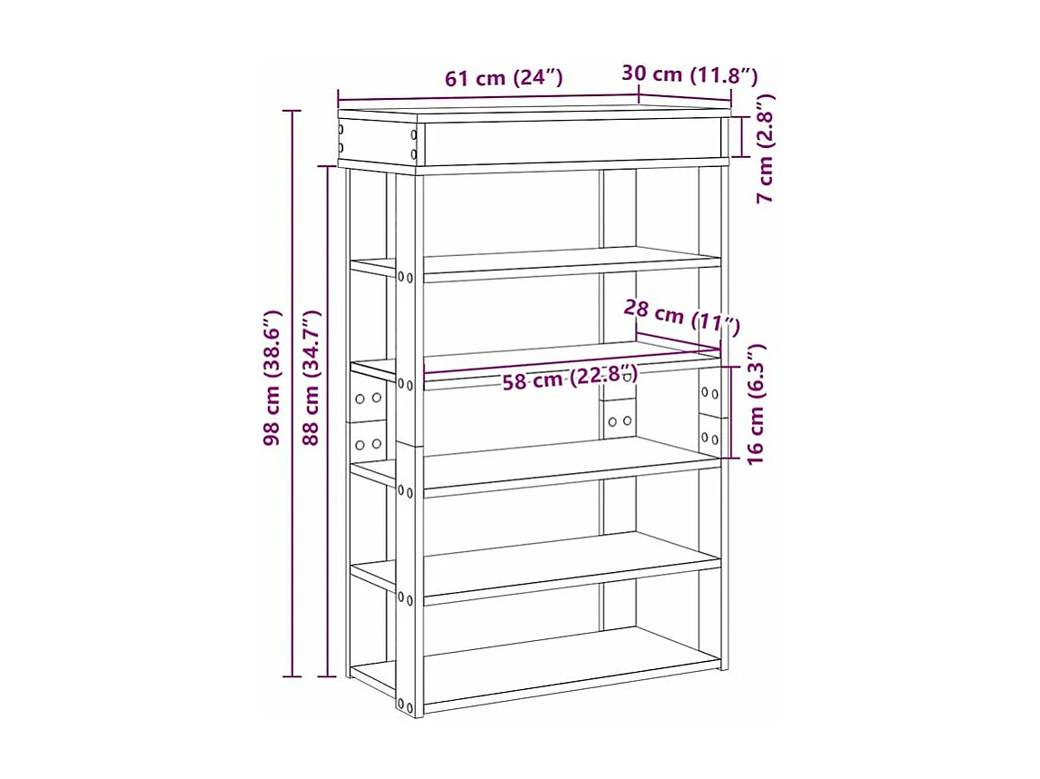 Étagère à chaussures blanc 60x30x98 bois d'ingénierie