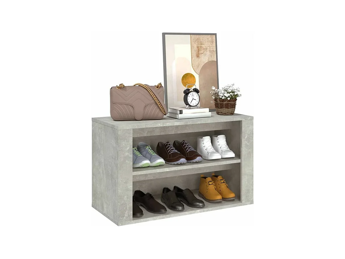 Étagère à chaussures 2 niveaux Padela – Praticité et élégance pour un intérieur bien rangé-Couleur Gris béton