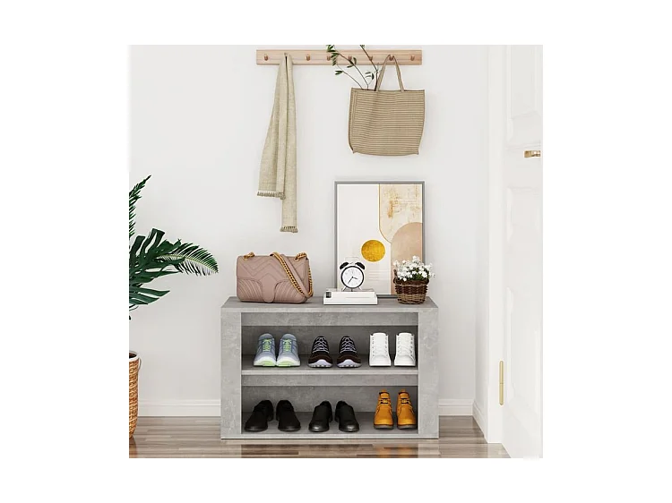 Étagère à chaussures 2 niveaux Padela – Praticité et élégance pour un intérieur bien rangé-Couleur Gris béton