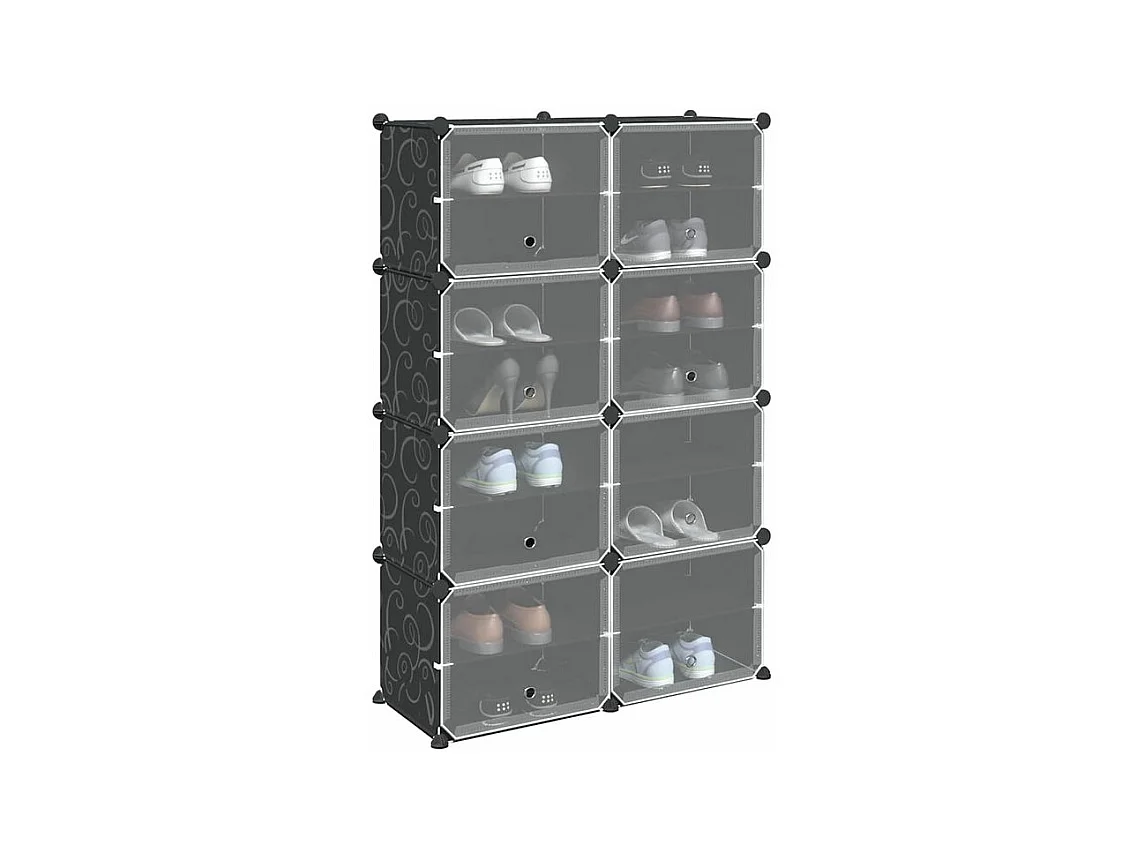 Cubes de rangement 8 pcs avec portes noir PP