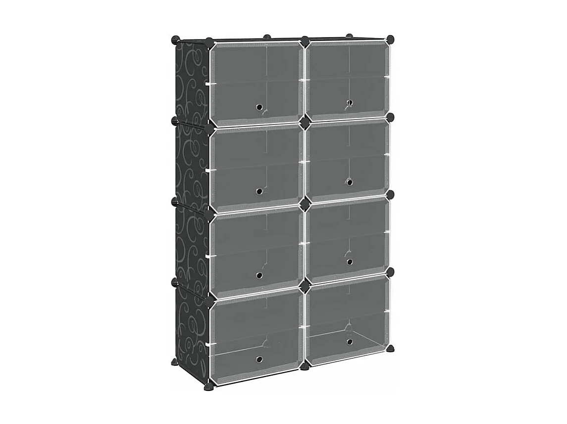 Cubes de rangement 8 pcs avec portes noir PP