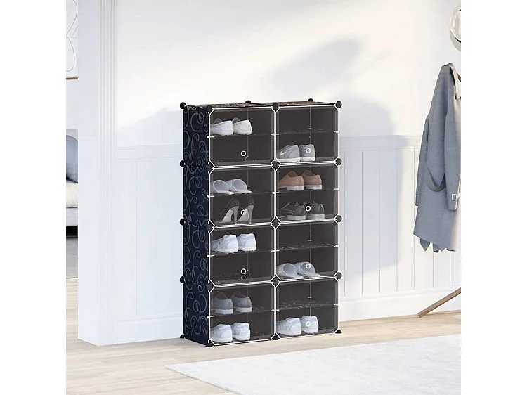 Cubes de rangement 8 pcs avec portes noir PP