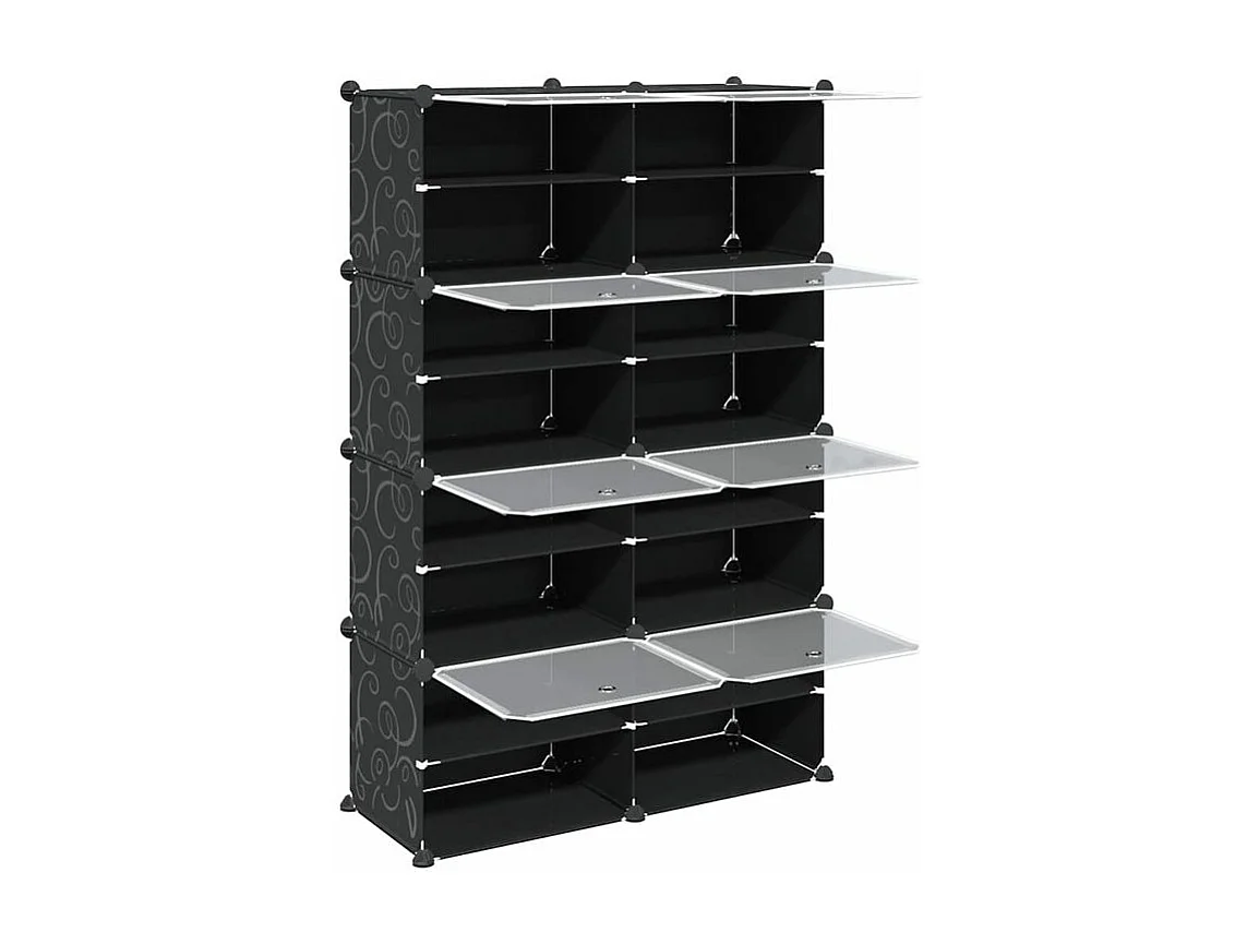Cubes de rangement 8 pcs avec portes noir PP