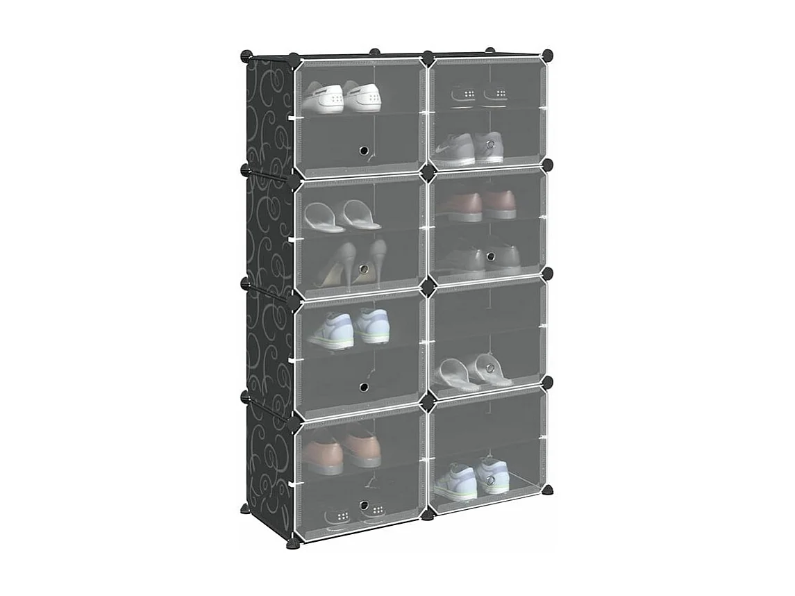 Cubes de rangement 8 pcs avec portes noir PP