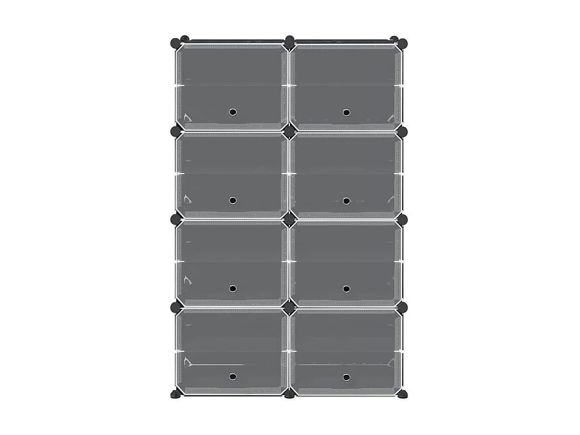 Cubes de rangement 8 pcs avec portes noir PP