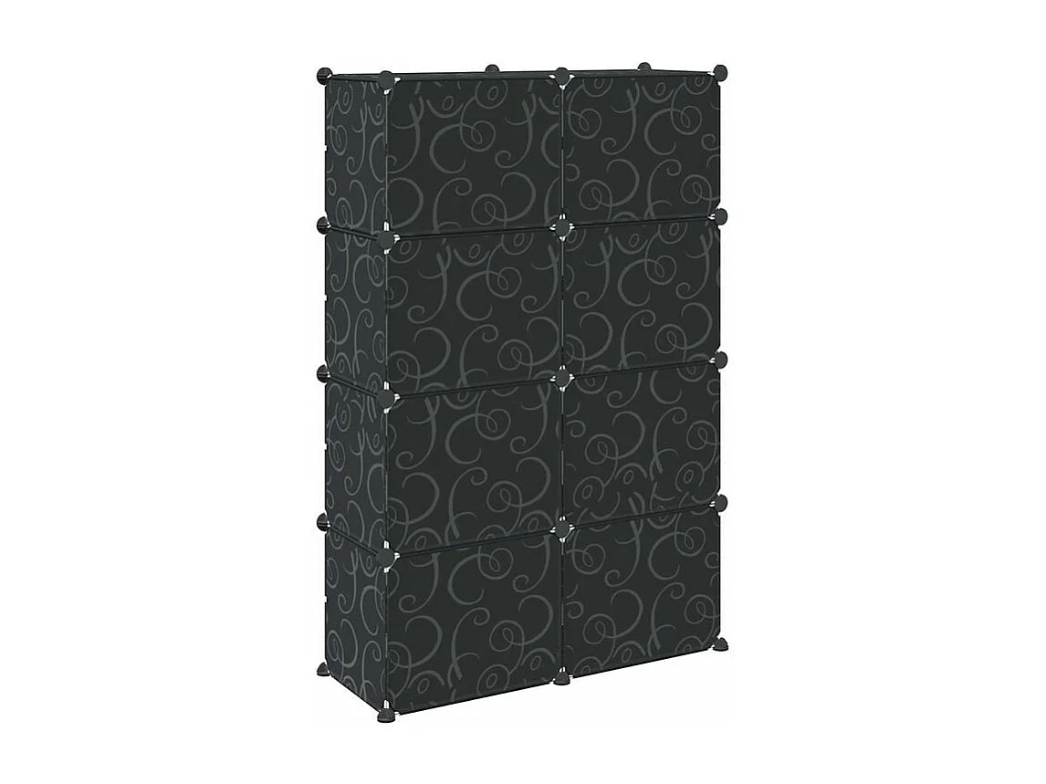 Cubes de rangement 8 pcs avec portes noir PP