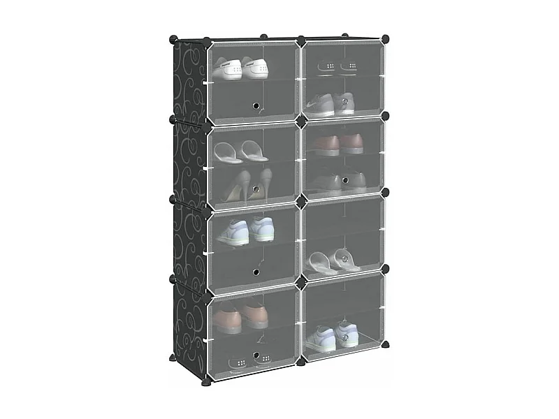 Cubes de rangement 8 pcs avec portes noir PP