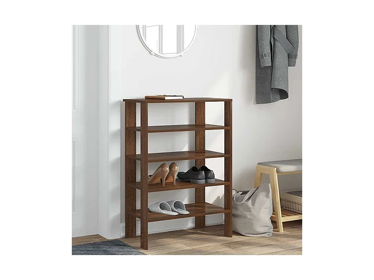 Étagère à chaussures chêne marron 61x32x87,5 bois ingénierie