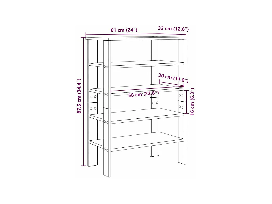 Étagère à chaussures chêne marron 61x32x87,5 bois ingénierie