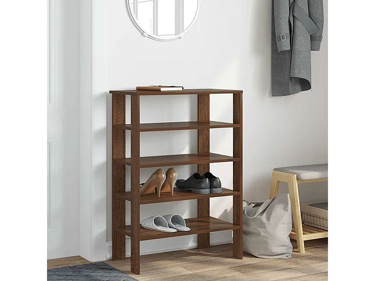 Étagère à chaussures chêne marron 61x32x87,5 bois ingénierie