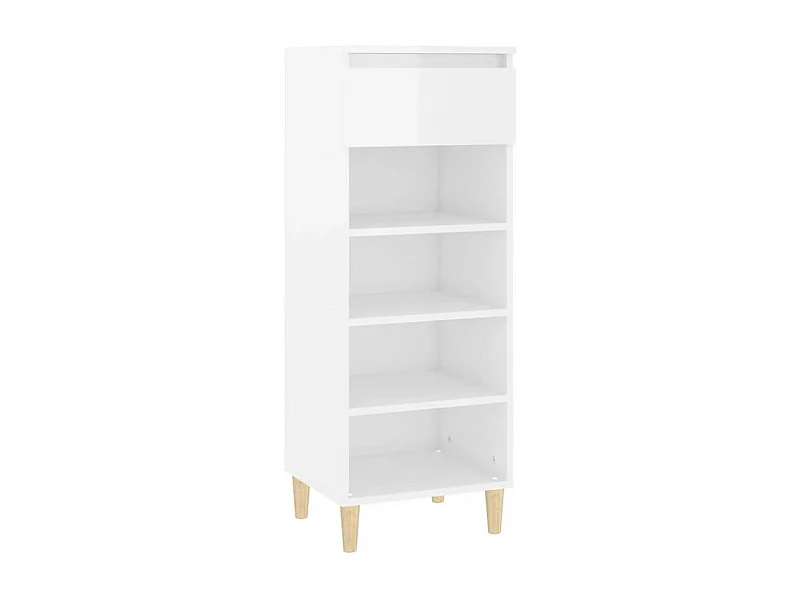 Armoire à chaussures Blanc brillant 40x36x105 Bois ingénierie