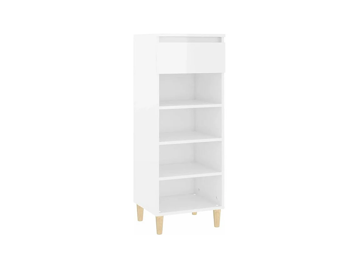 Armoire à chaussures Blanc brillant 40x36x105 Bois ingénierie