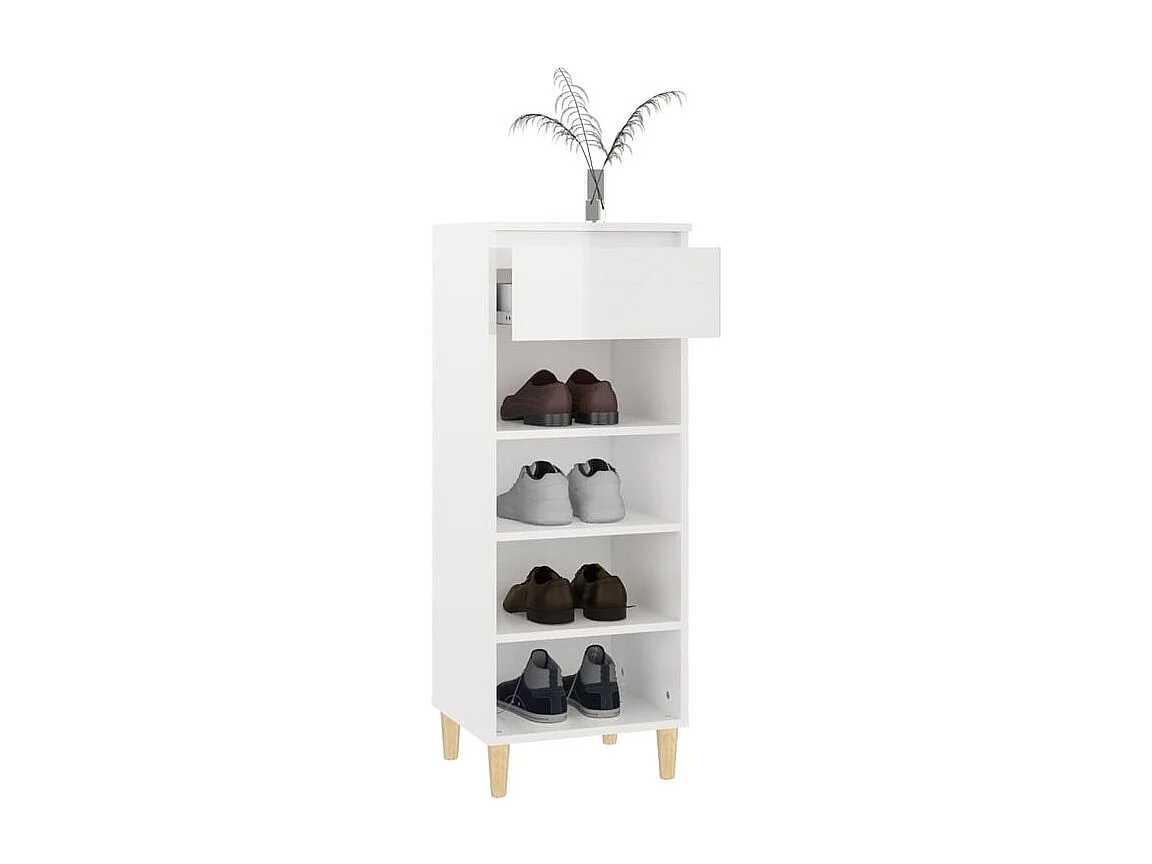 Armoire à chaussures Blanc brillant 40x36x105 Bois ingénierie