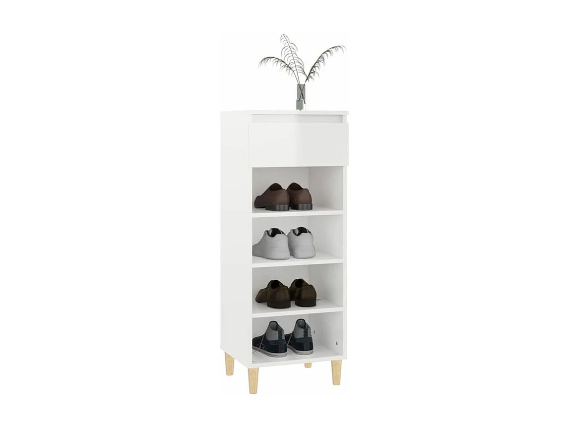 Armoire à chaussures Blanc brillant 40x36x105 Bois ingénierie