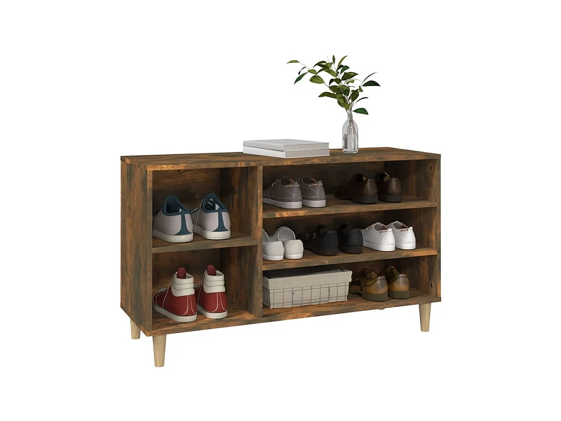 Meuble à chaussures Briko – Style et rangement optimal-Couleur Chêne brun-Modèle de pieds Naturel