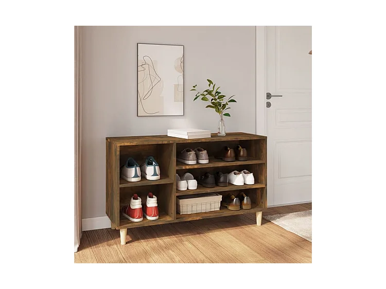 Meuble à chaussures Briko – Style et rangement optimal-Couleur Chêne brun-Modèle de pieds Naturel