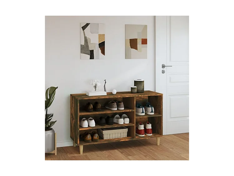 Meuble à chaussures Briko – Style et rangement optimal-Couleur Chêne brun-Modèle de pieds Naturel