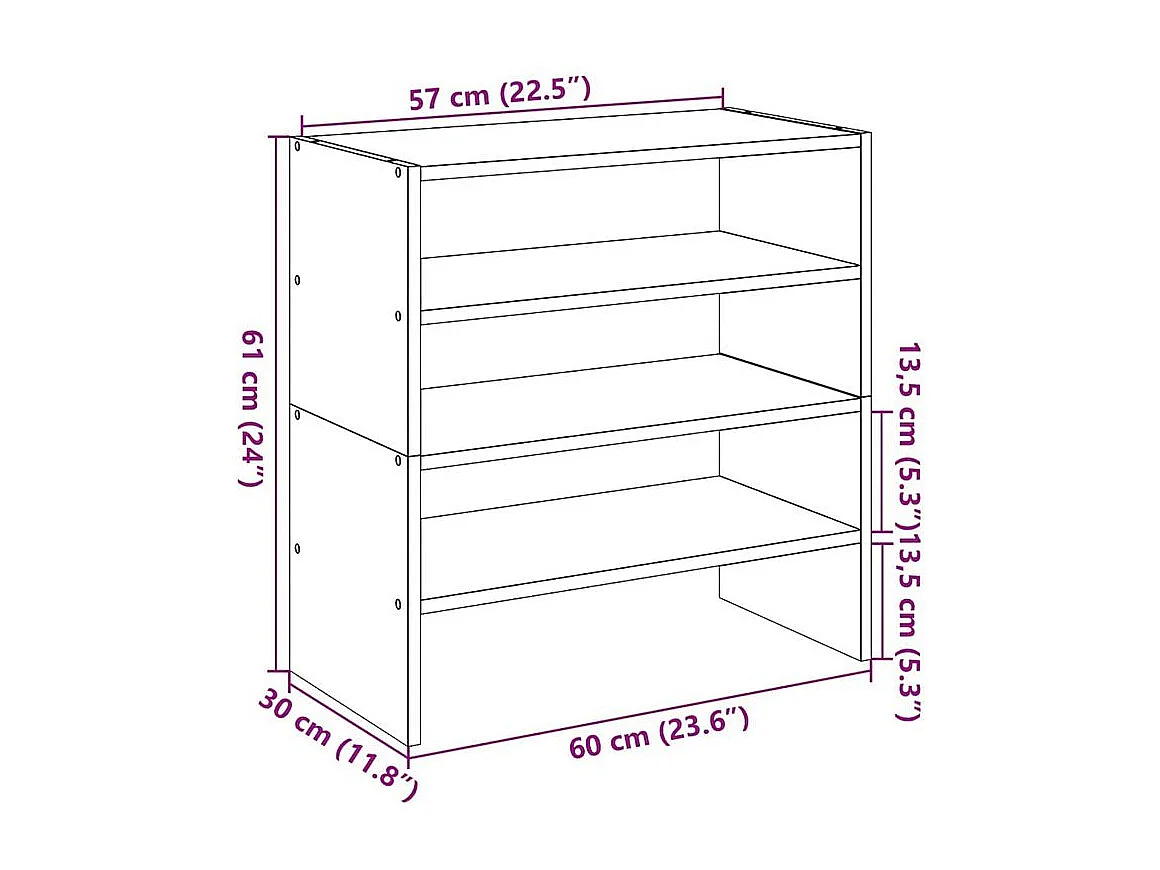 Étagères à chaussures 2 pcs empilable chêne marron 60x30x30,5